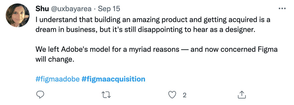 Twitter response to Figma/Adobe Skyrocket